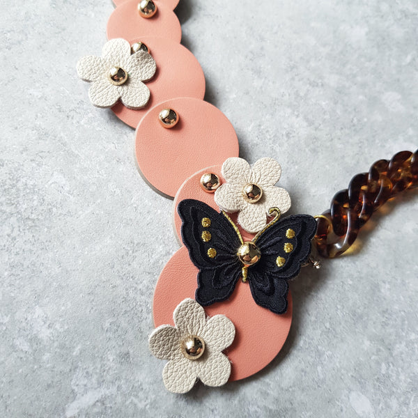 Butterfly Garden Asymmetrical Necklace (SALMON PINK)