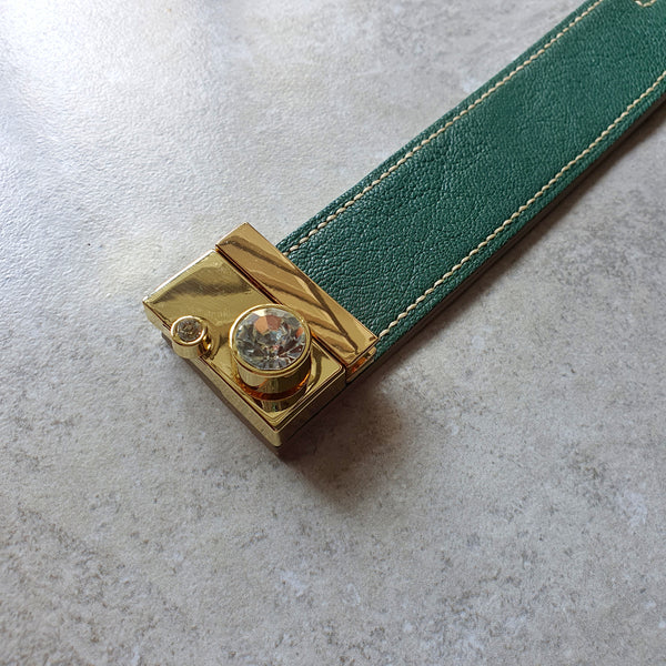 Double 'O' Push-lock Leather Bracelet