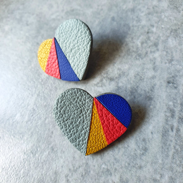 Mosaic Heart Studs (SAGE)