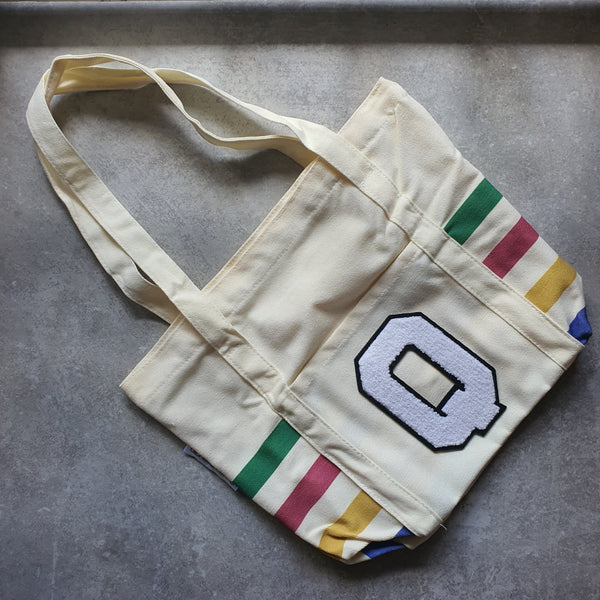 Rainbow Striped Tote with Initial (VIBE)