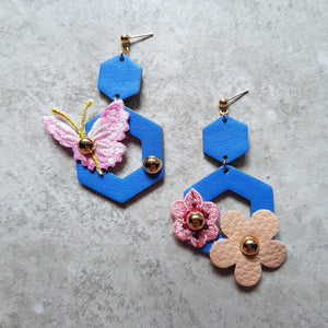 Butterfly Garden Asymmetrical Earrings (DUCHESS BLUE)