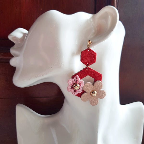 Butterfly Garden Asymmetrical Earrings (RED)