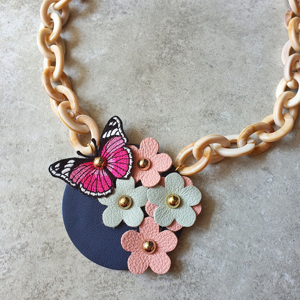 Butterfly Garden Necklace (NAVY)
