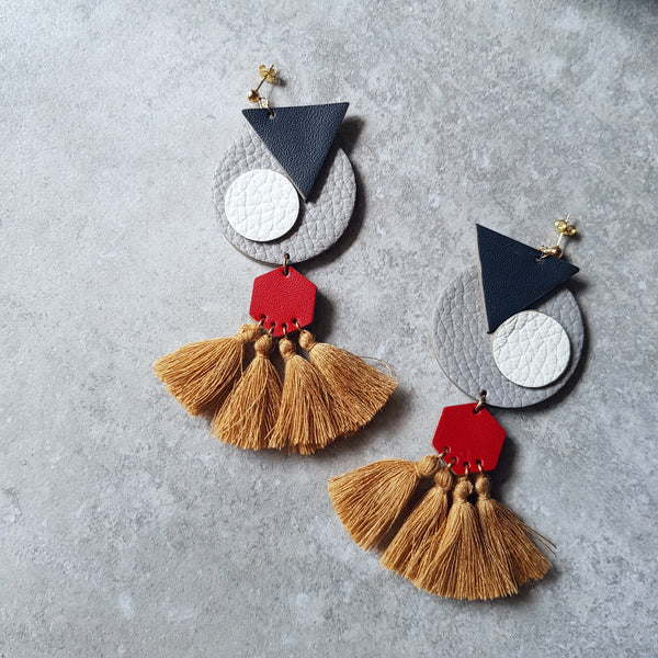 OVO Earrings with Tassels (GRAY)